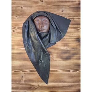 Vintage Leather Face Mask Molded Face Sculpture 3D Wall Hanging Black Brown 1997